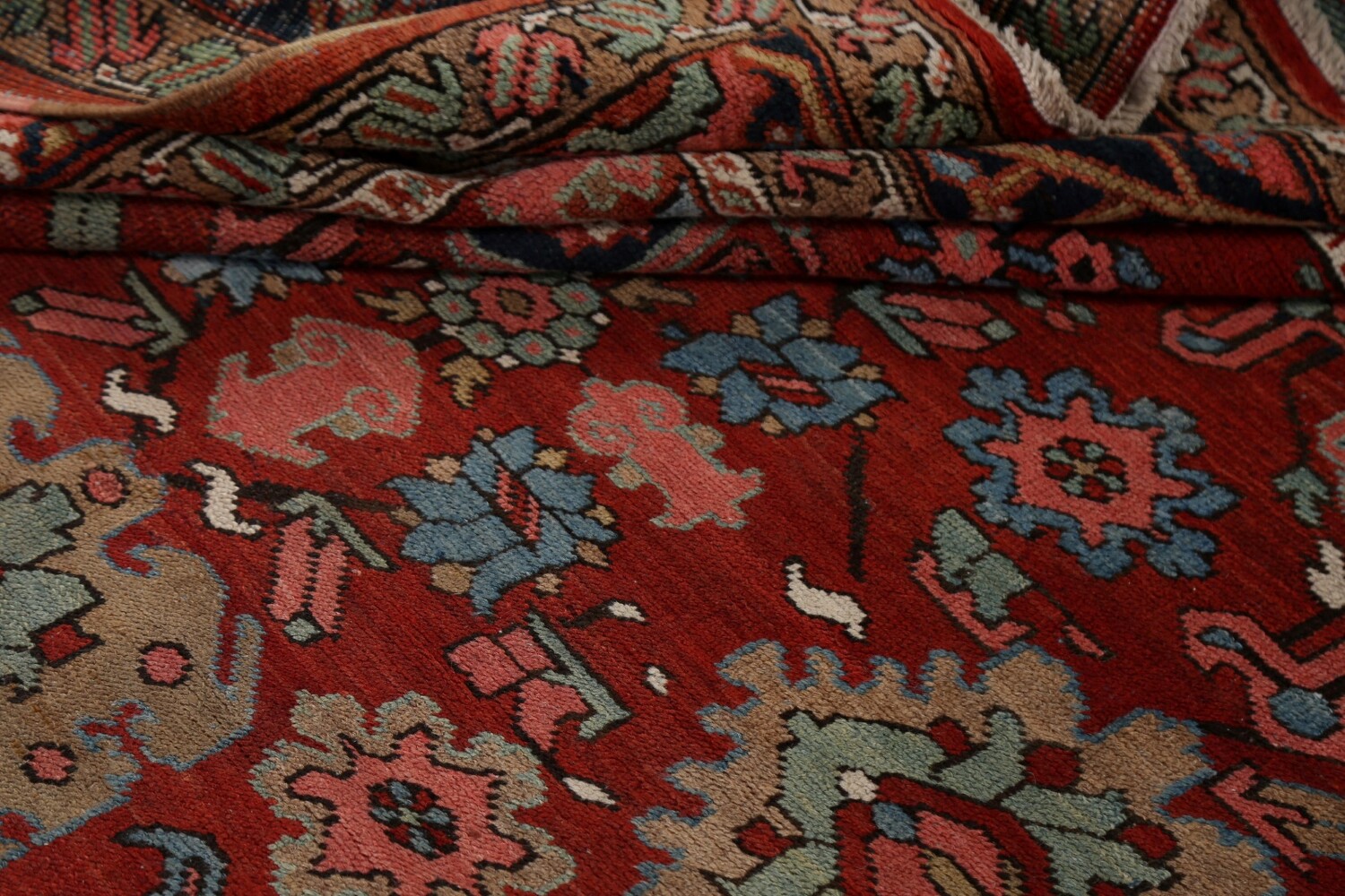 Pre-1900 Antique Heriz Serapi Vegetable Dye Persian Rug 8x12