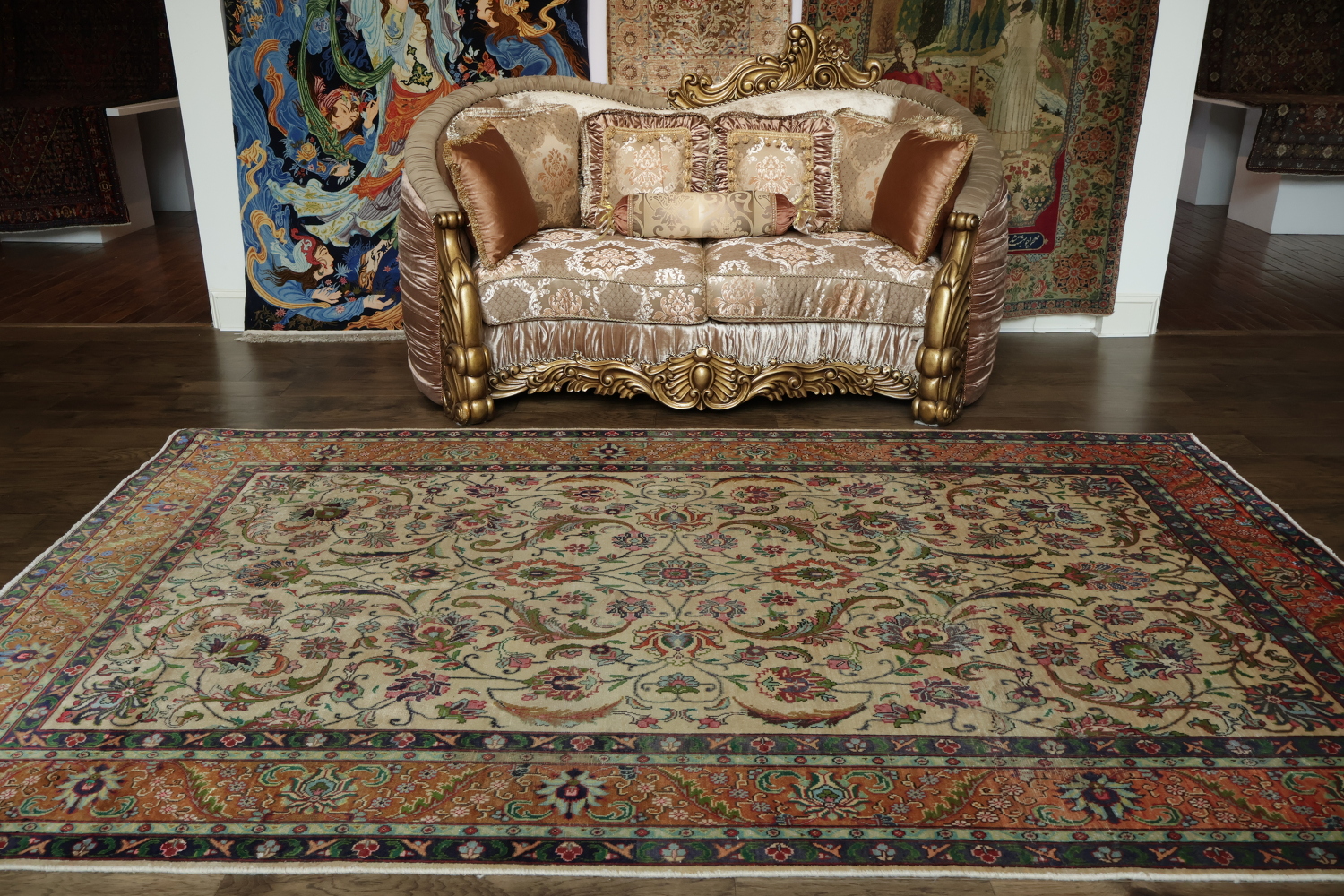 Antique All-Over Floral Tabriz Persian Area Rug 7x11