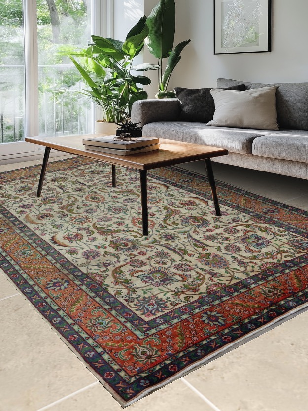 Antique All-Over Floral Tabriz Persian Area Rug 7x11