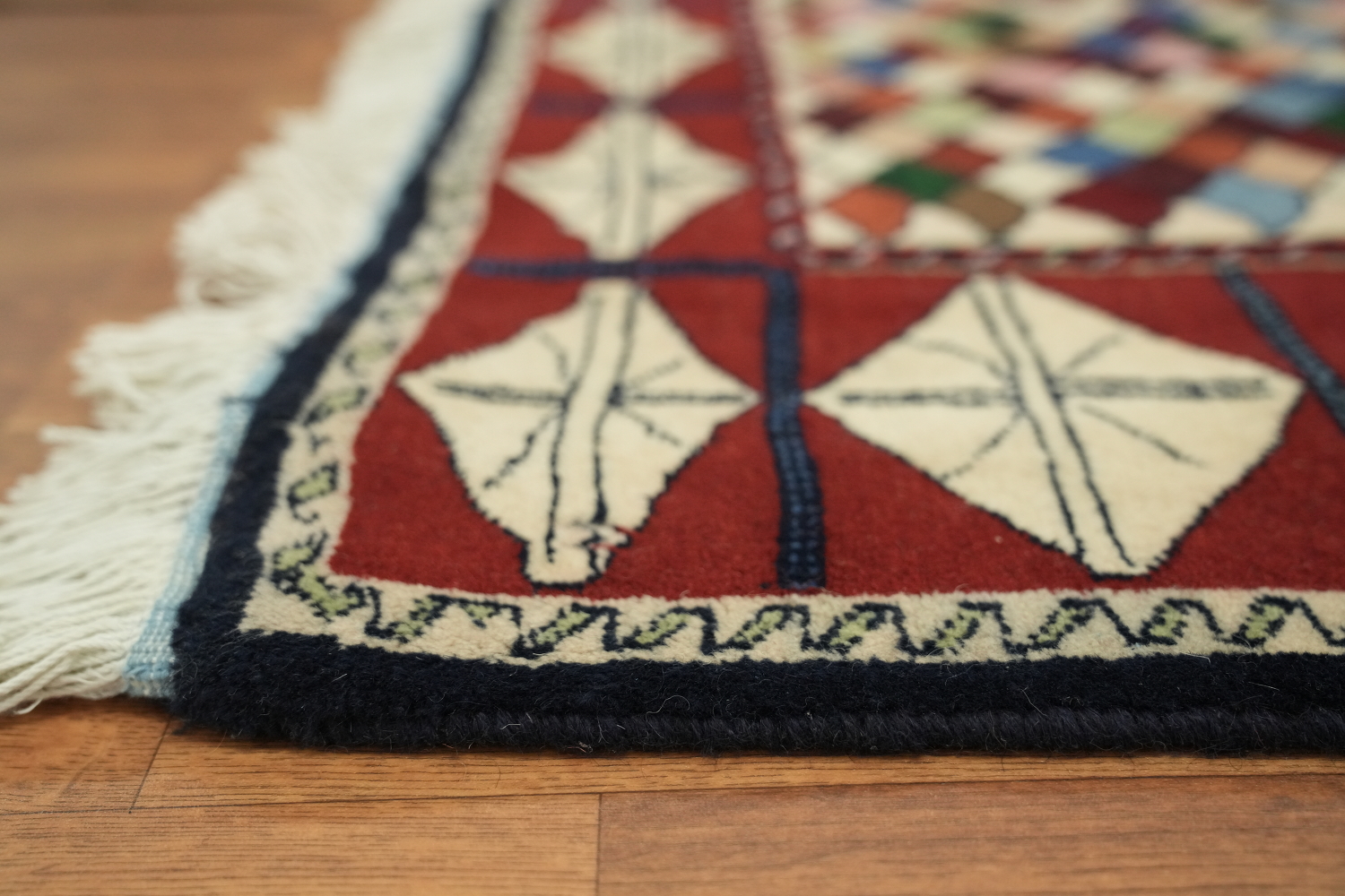 All-Over Checkered Ardebil Persian Runner Rug 4x8