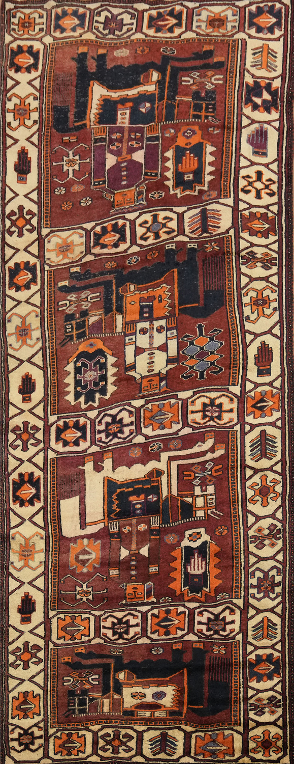 Geometric Red Lori Persian Runner Rug 5x12
