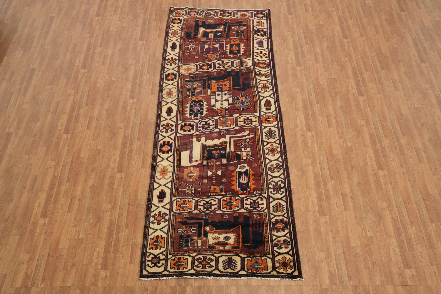 Geometric Red Lori Persian Runner Rug 5x12