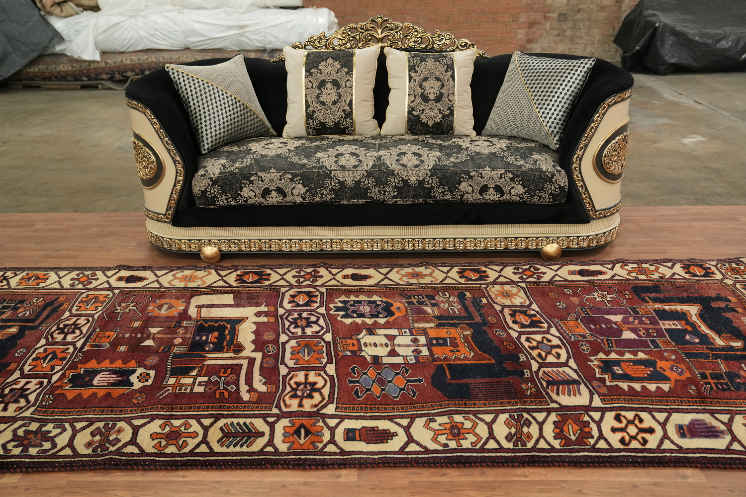 Geometric Red Lori Persian Runner Rug 5x12
