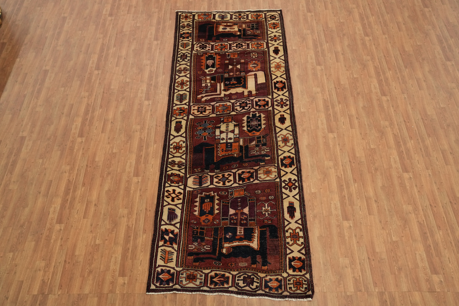 Geometric Red Lori Persian Runner Rug 5x12