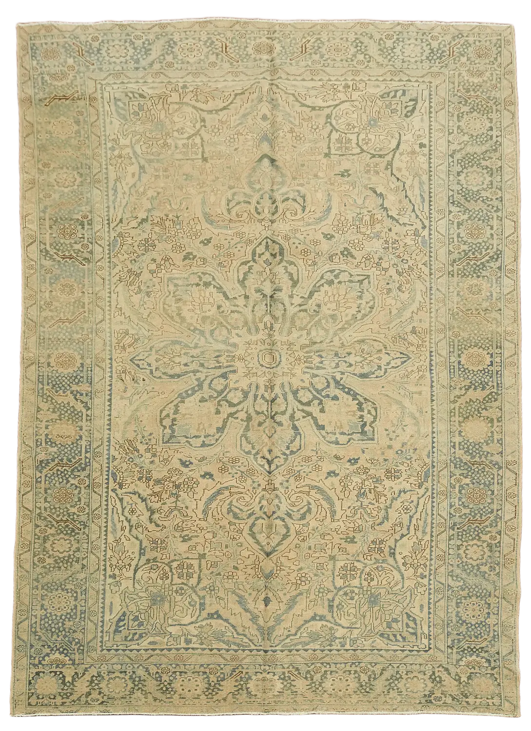 Muted Geometric Heriz Persian Wool Area Rug 9x12