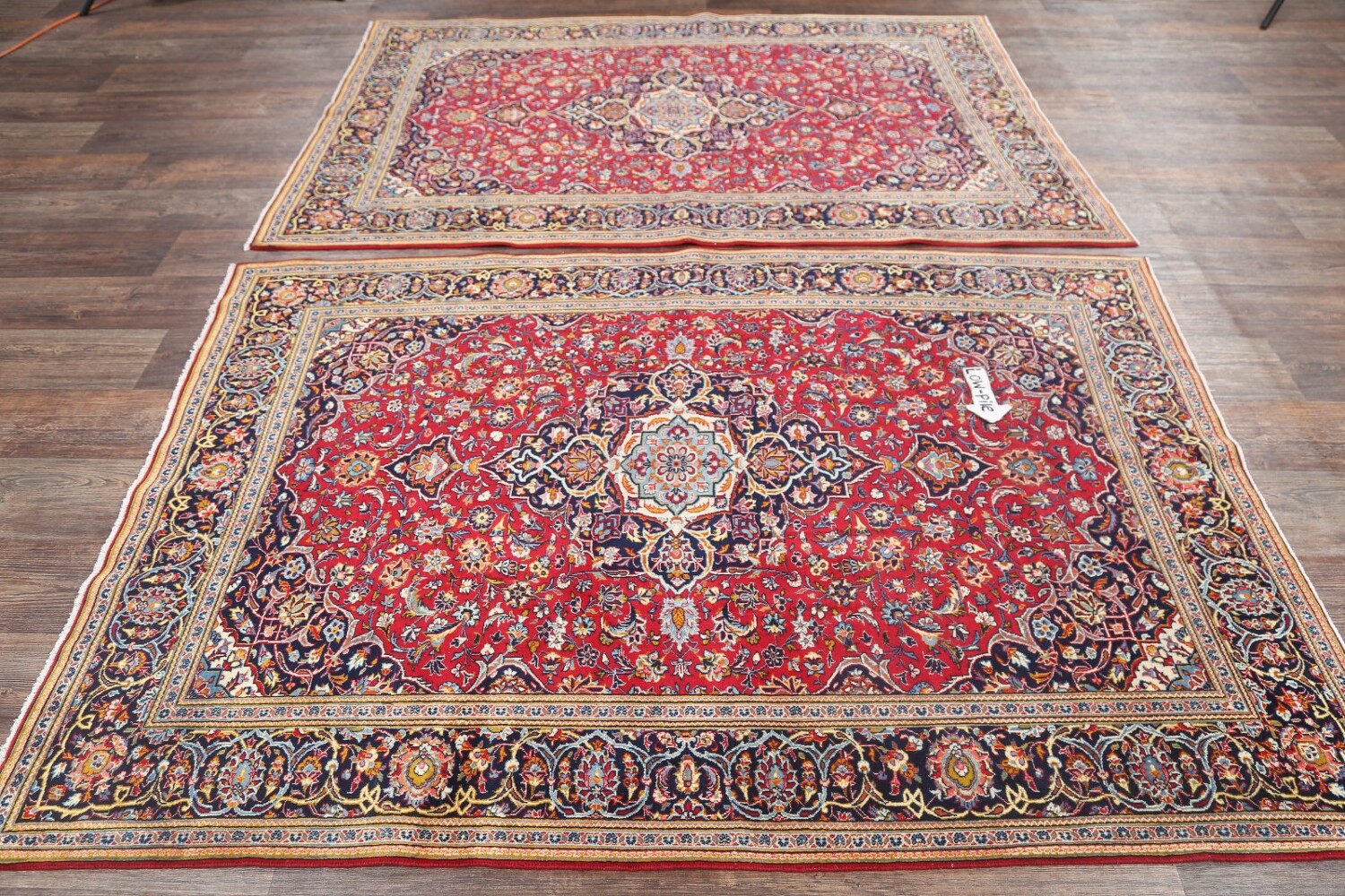 Set of 2 Floral Red Kashan Persian Area Rug 5x7
