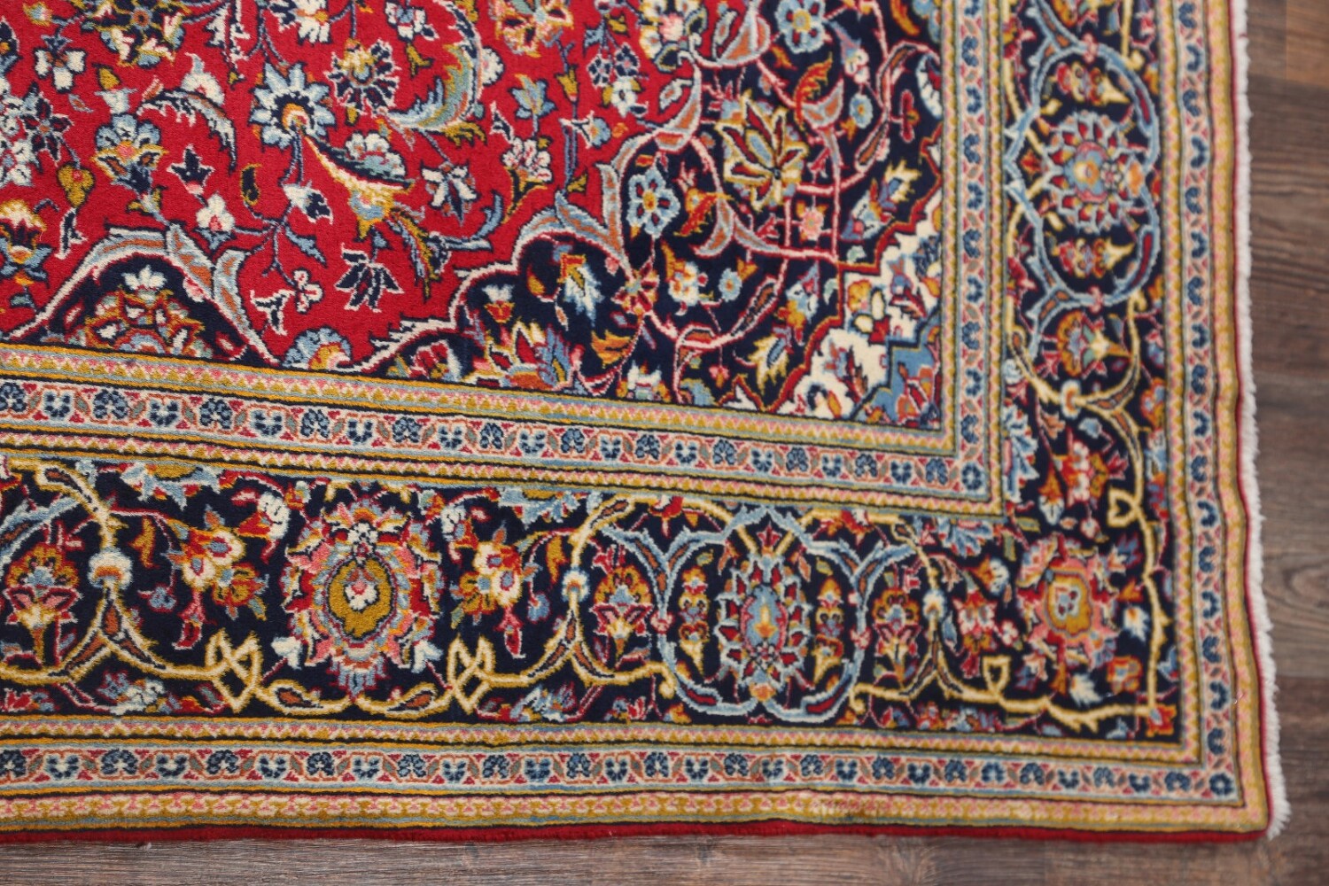 Set of 2 Floral Red Kashan Persian Area Rug 5x7