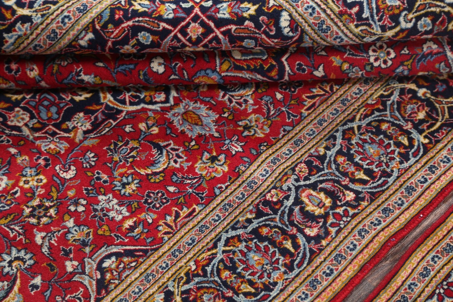 Set of 2 Floral Red Kashan Persian Area Rug 5x7