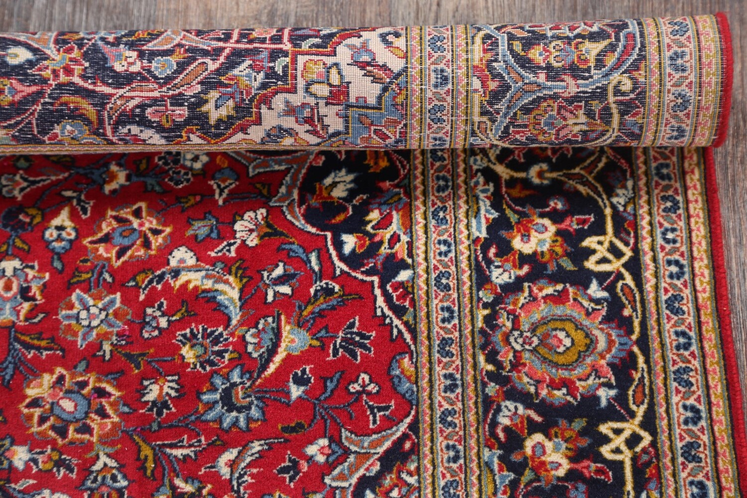 Set of 2 Floral Red Kashan Persian Area Rug 5x7
