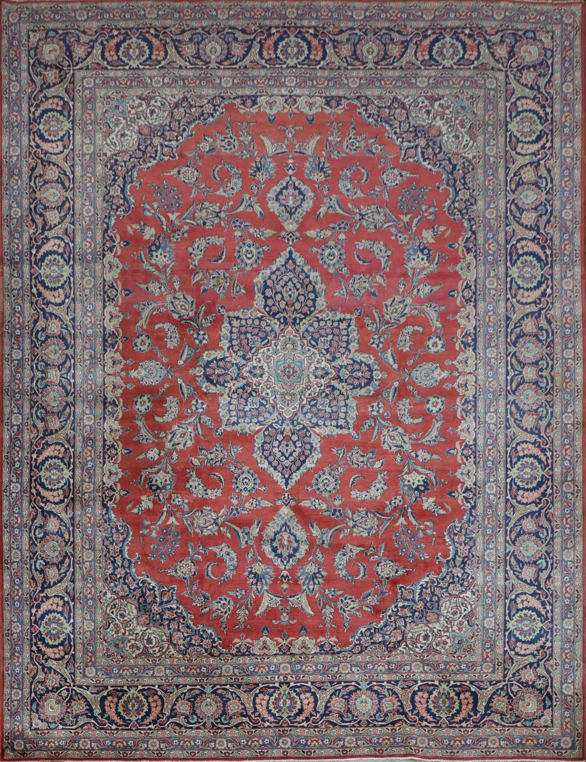 Handcrafted Luxury Kashan Dabir Vegetable Dye Persian Rug 11x14