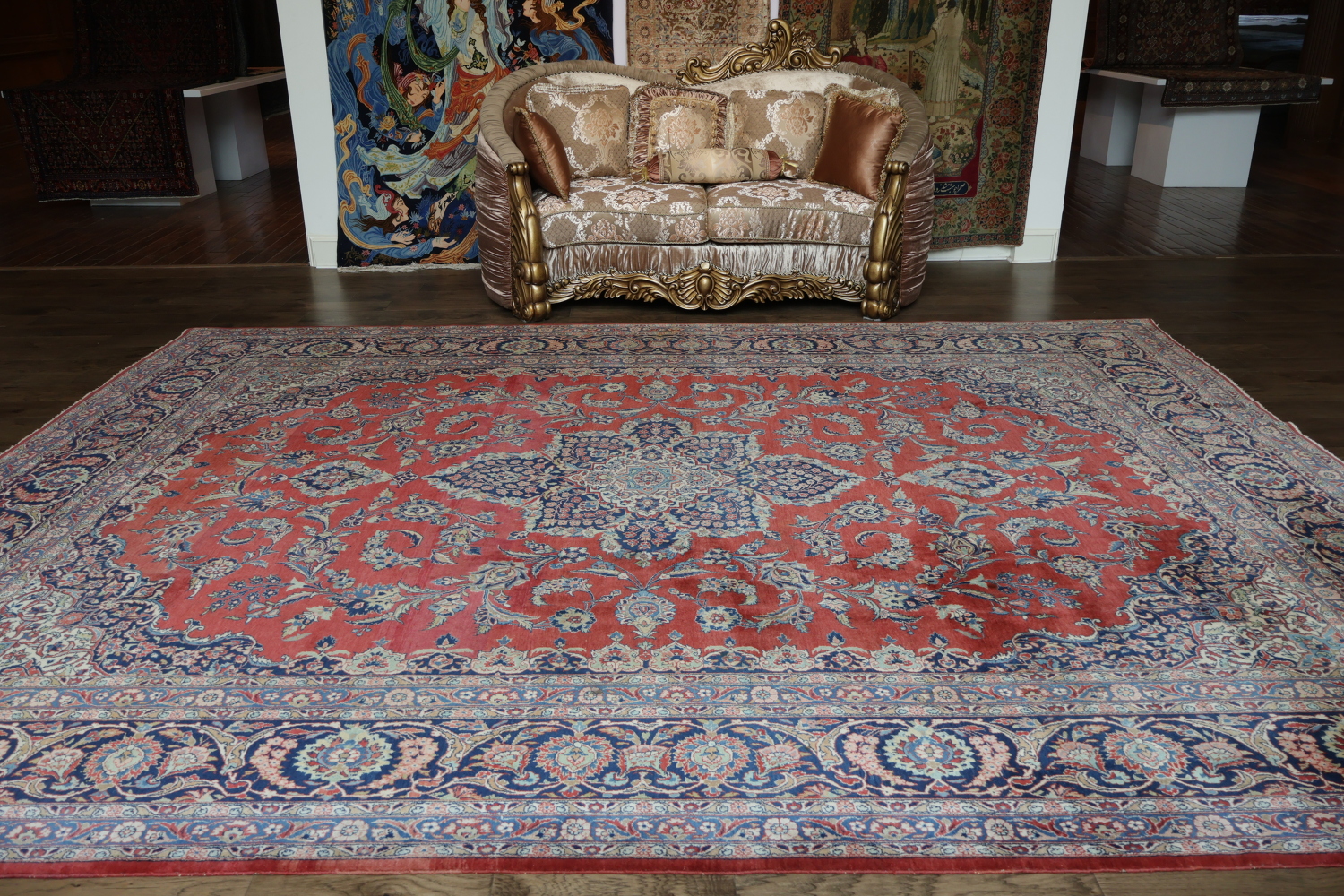 Handcrafted Luxury Kashan Dabir Vegetable Dye Persian Rug 11x14