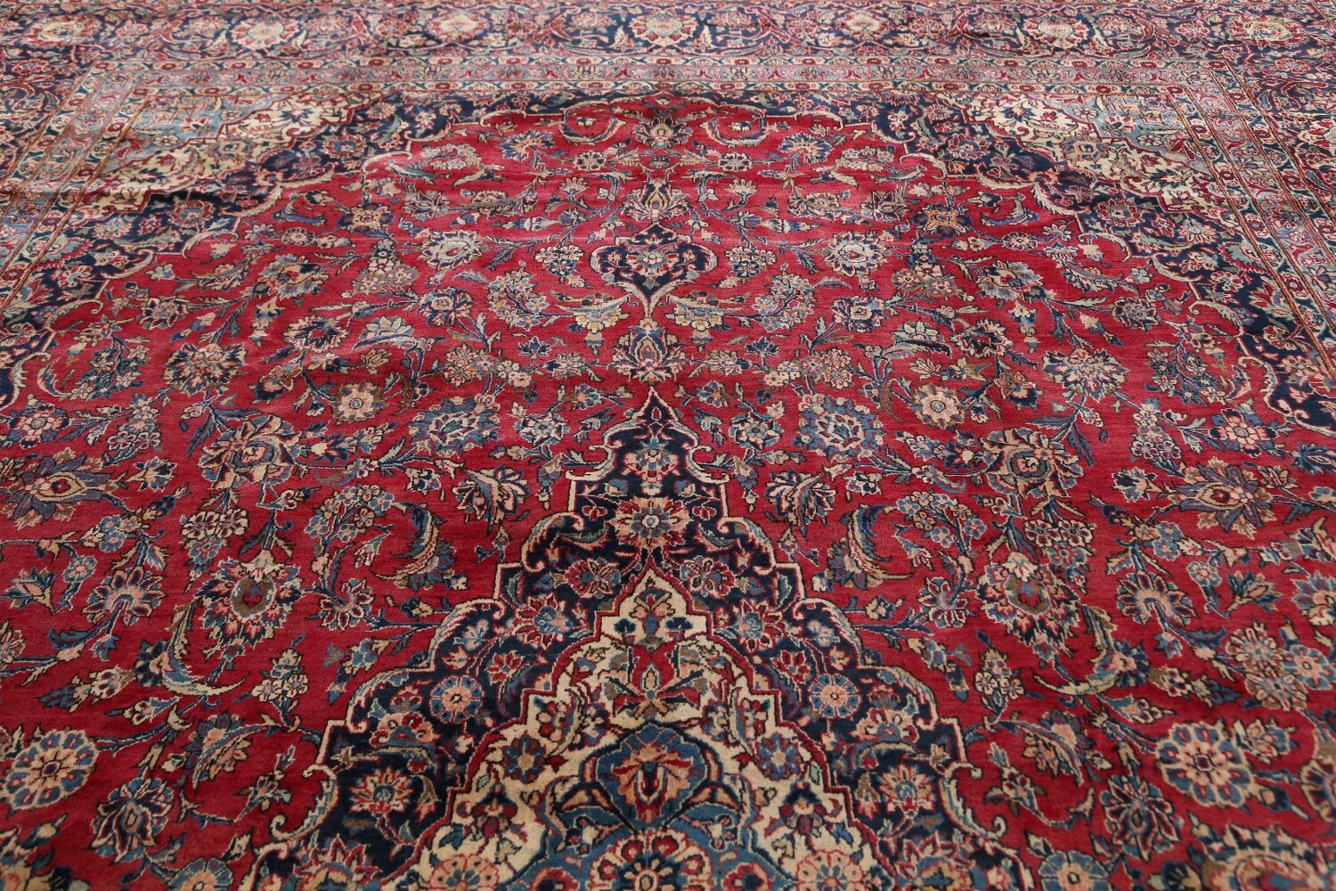 Antique 100% Vegetable Dye Kashan Persian Area Rug 10x15