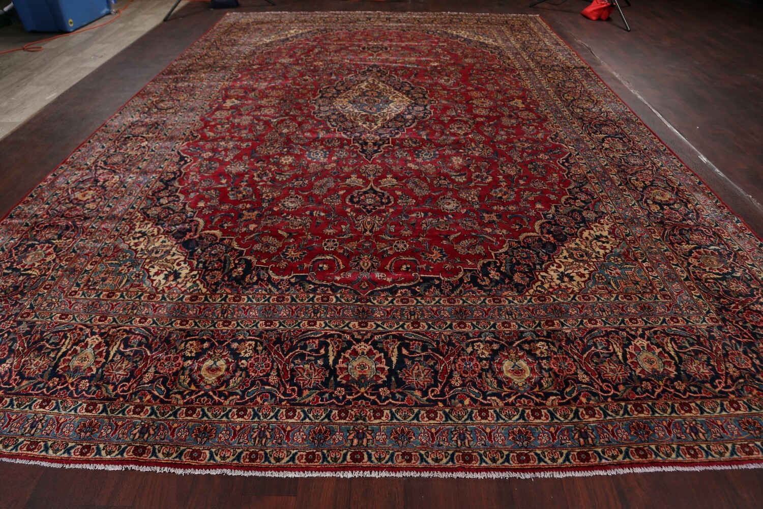 Antique 100% Vegetable Dye Kashan Persian Area Rug 10x15