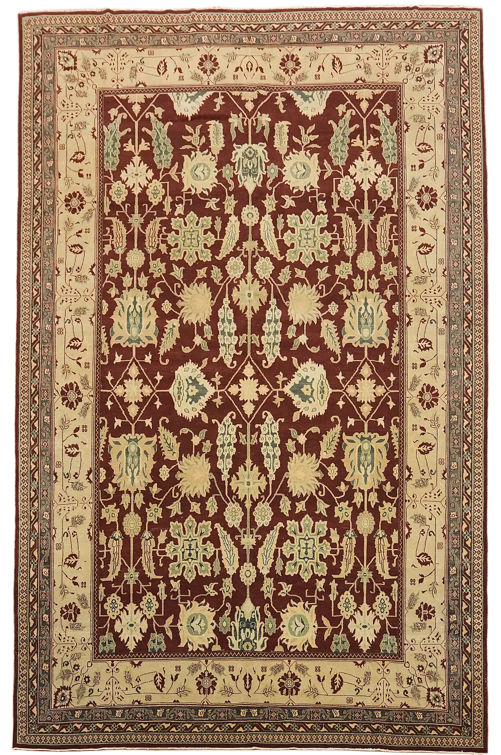 Elegant Maroon Egyptian Ziegler Vintage Large Rug 10'x14'