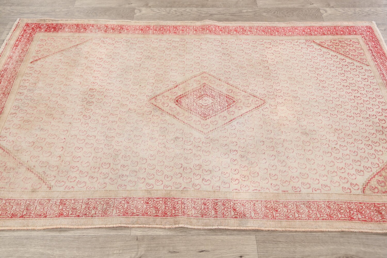 Antique Geometric Sarouk Persian Area Rug 4x6