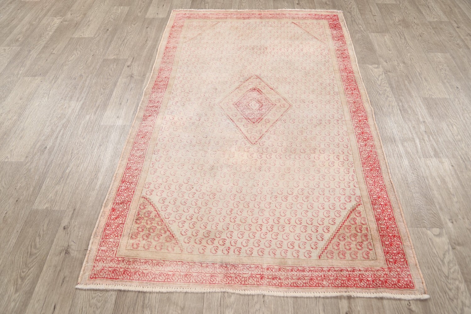 Antique Geometric Sarouk Persian Area Rug 4x6