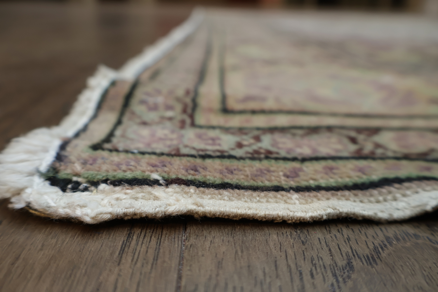 Antique Beige and Pink Geometric Anatolian Turkish Area Rug 6x10