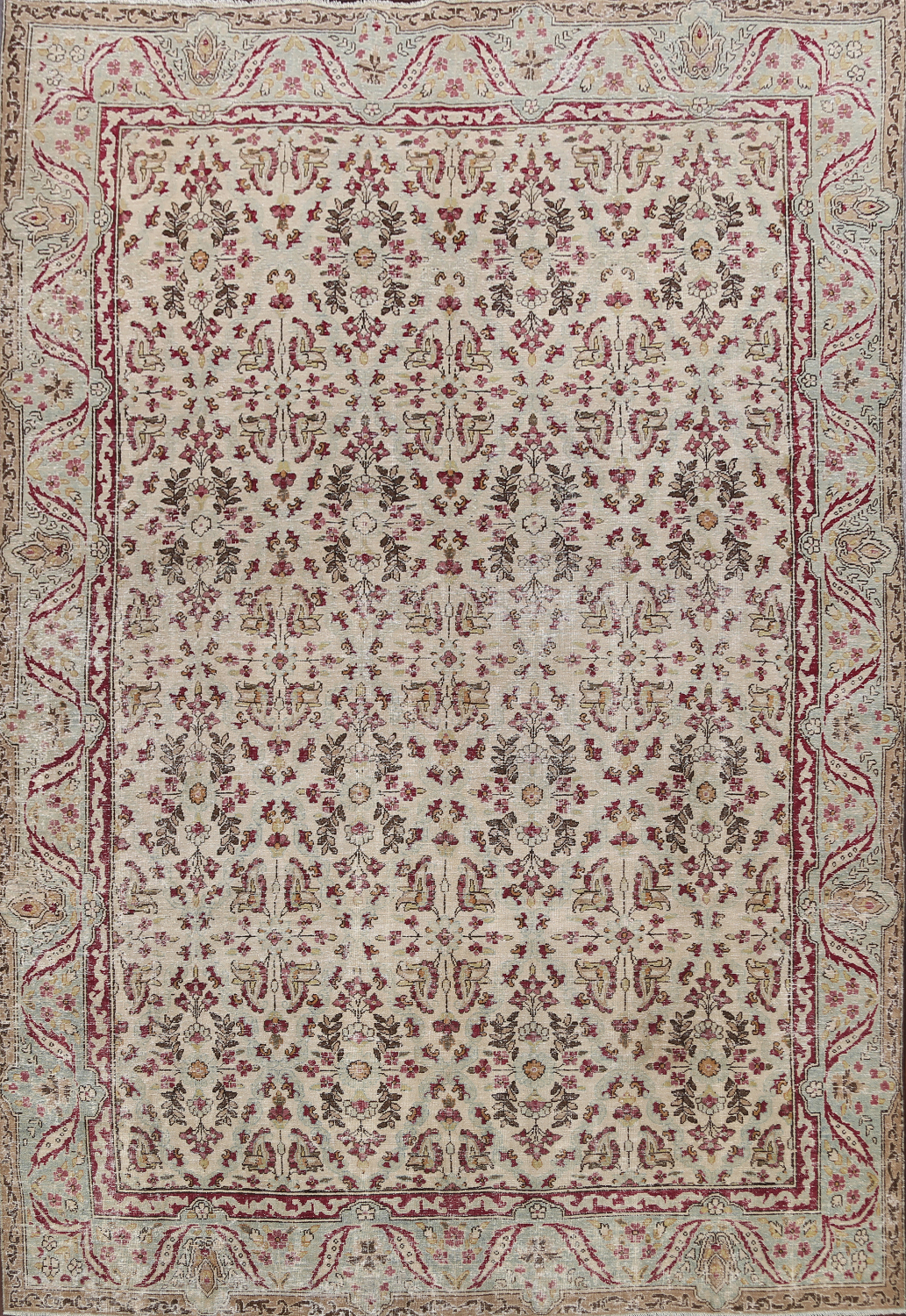 Antique Vegetable Dye Kerman Lavar Persian Area Rug 8x11
