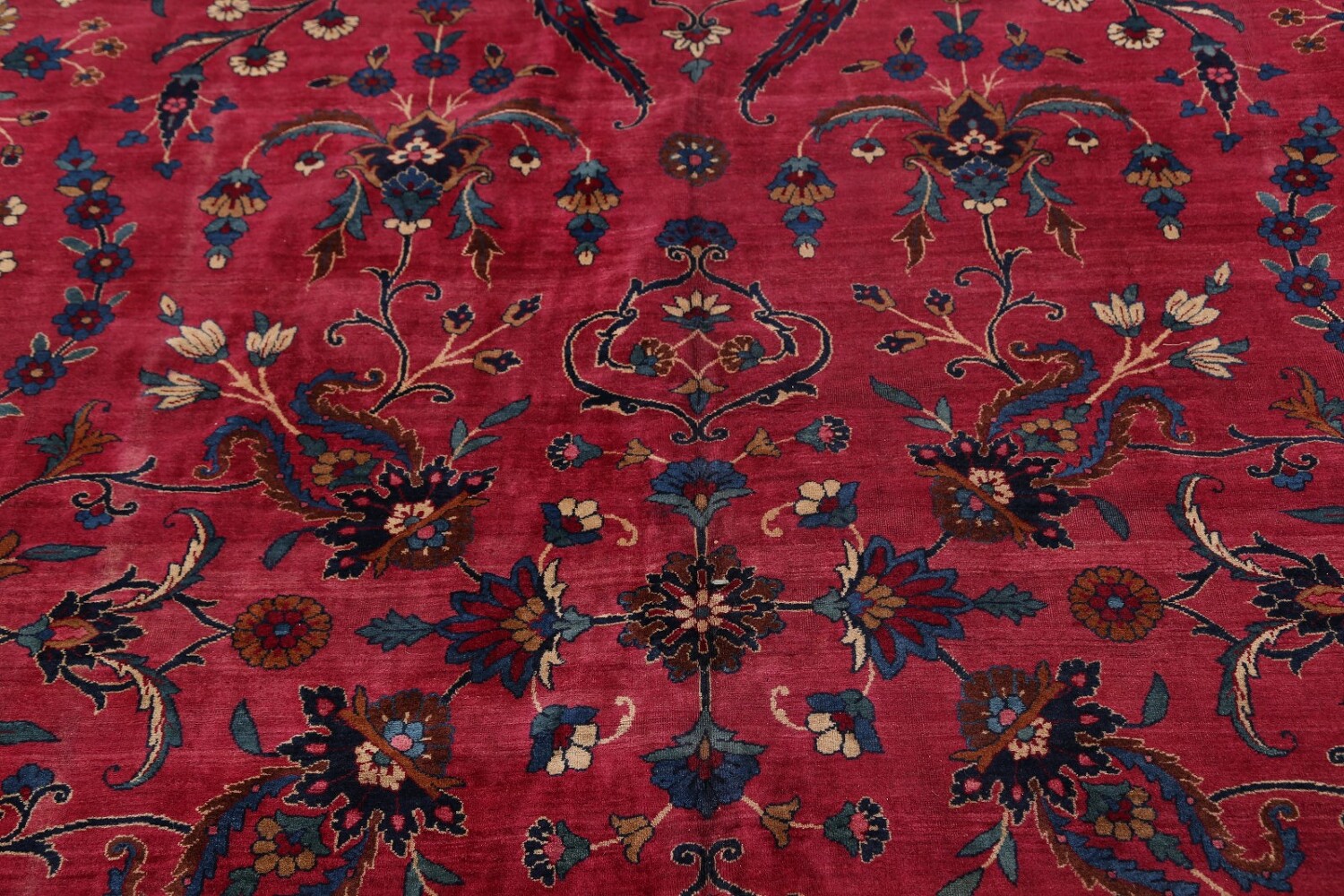 Pre-1900 Palace Size Antique Maroon 9x18 Kerman Lavar Persian Area Rug