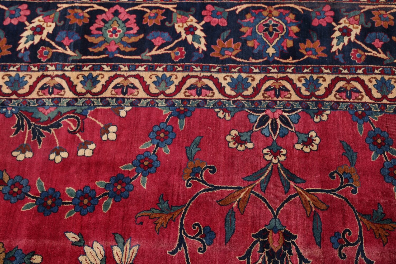 Pre-1900 Palace Size Antique Maroon 9x18 Kerman Lavar Persian Area Rug