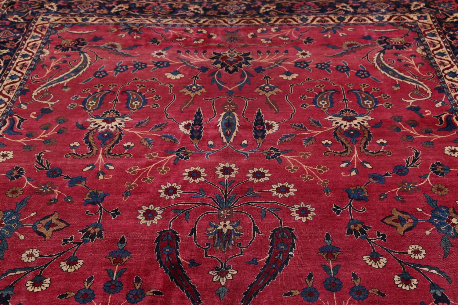 Pre-1900 Palace Size Antique Maroon 9x18 Kerman Lavar Persian Area Rug