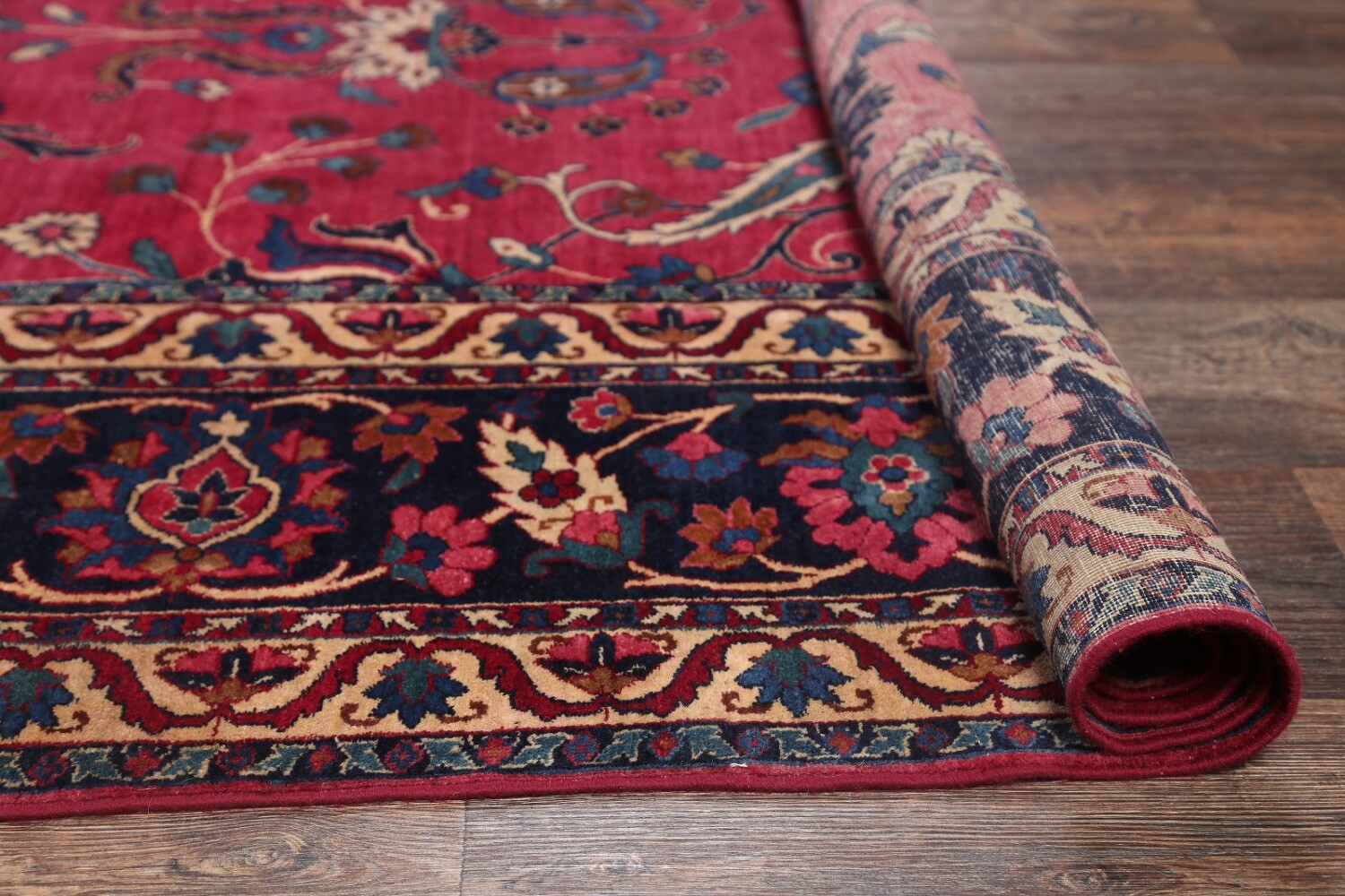 Pre-1900 Palace Size Antique Maroon 9x18 Kerman Lavar Persian Area Rug
