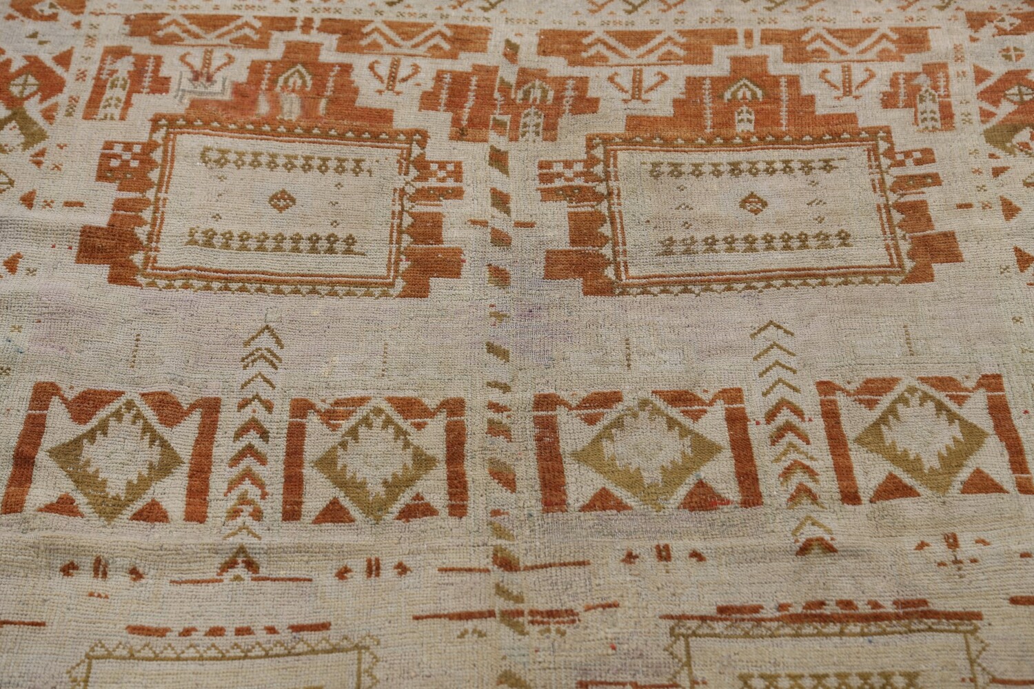 Antique Geometric Kazak Vegetable Dye Russian Area Rug 5x12