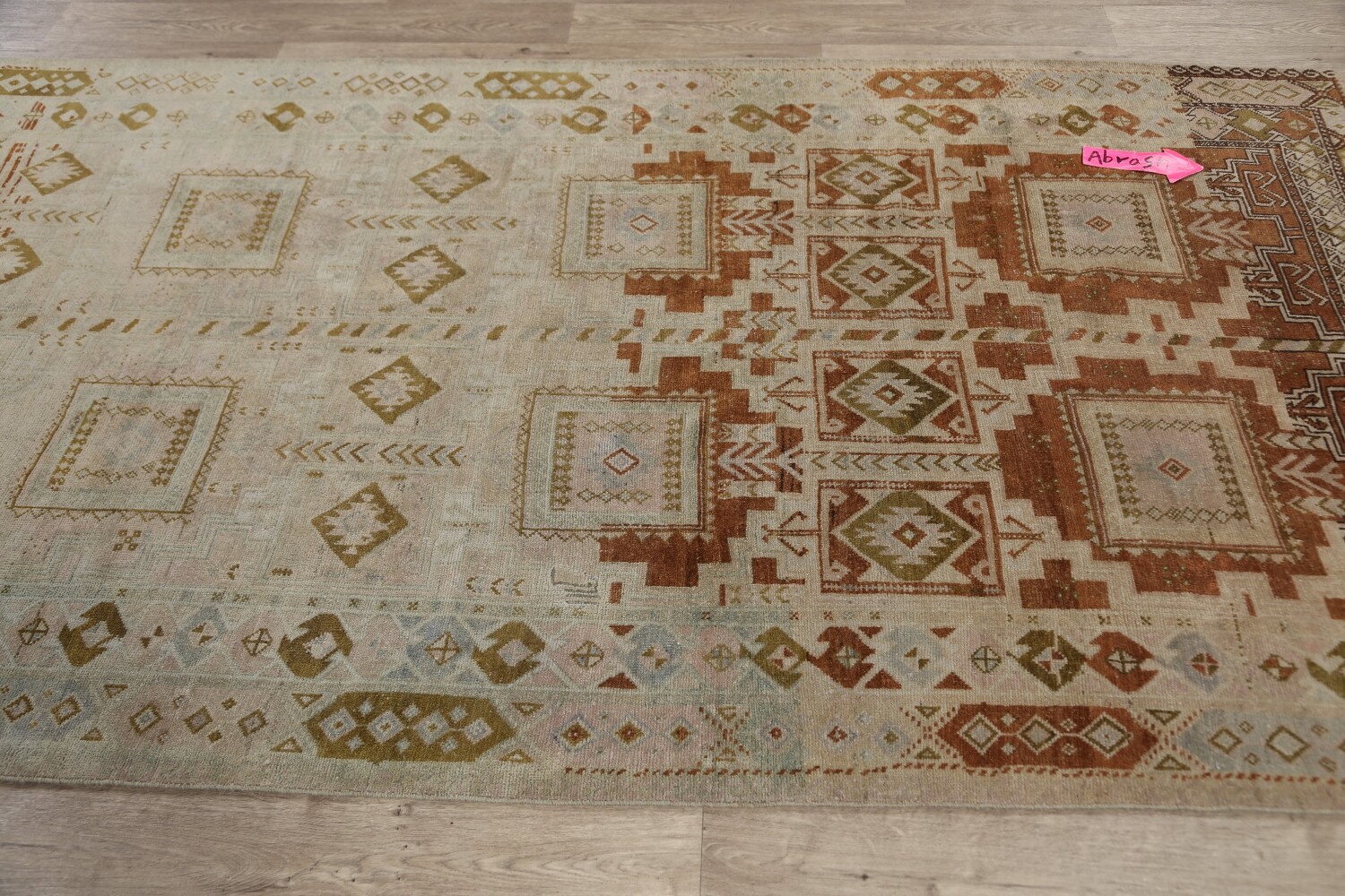 Antique Geometric Kazak Vegetable Dye Russian Area Rug 5x12