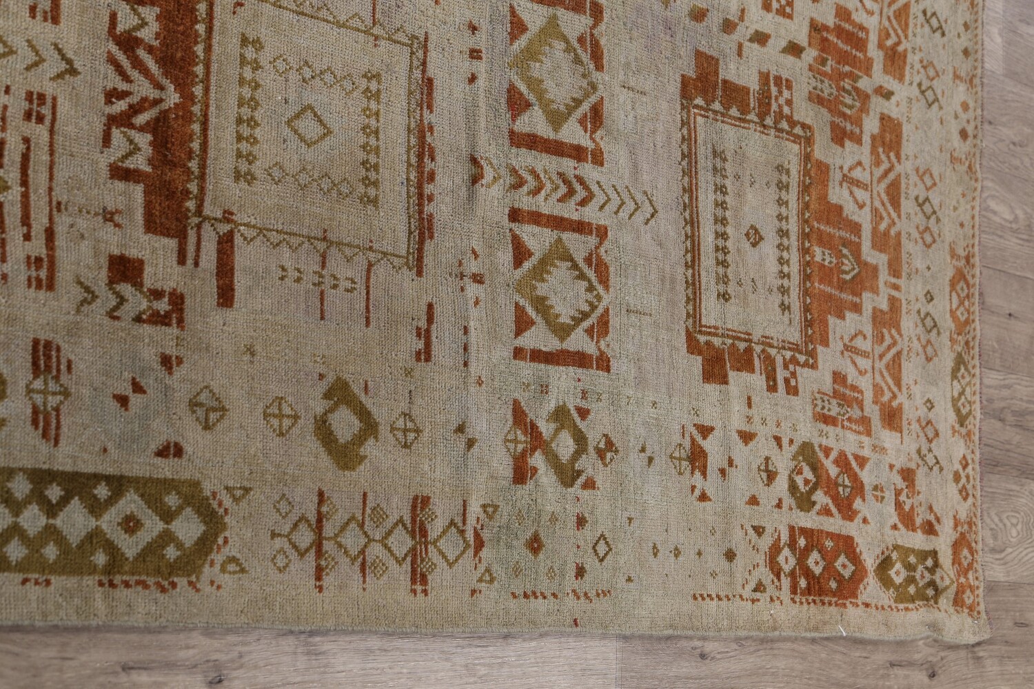 Antique Geometric Kazak Vegetable Dye Russian Area Rug 5x12