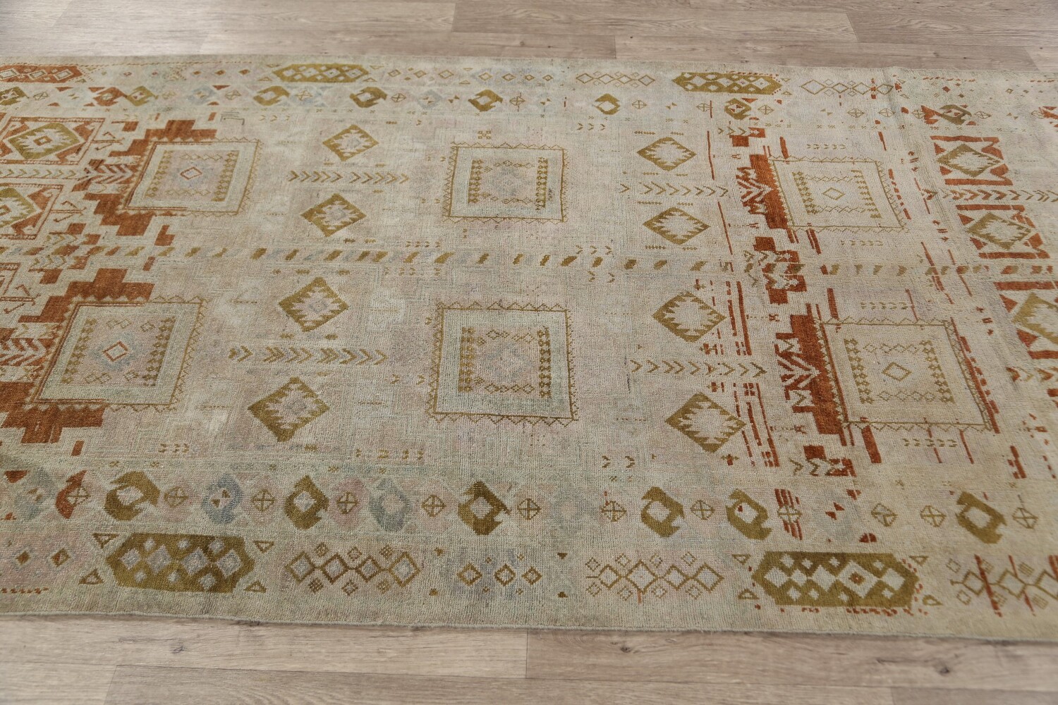 Antique Geometric Kazak Vegetable Dye Russian Area Rug 5x12