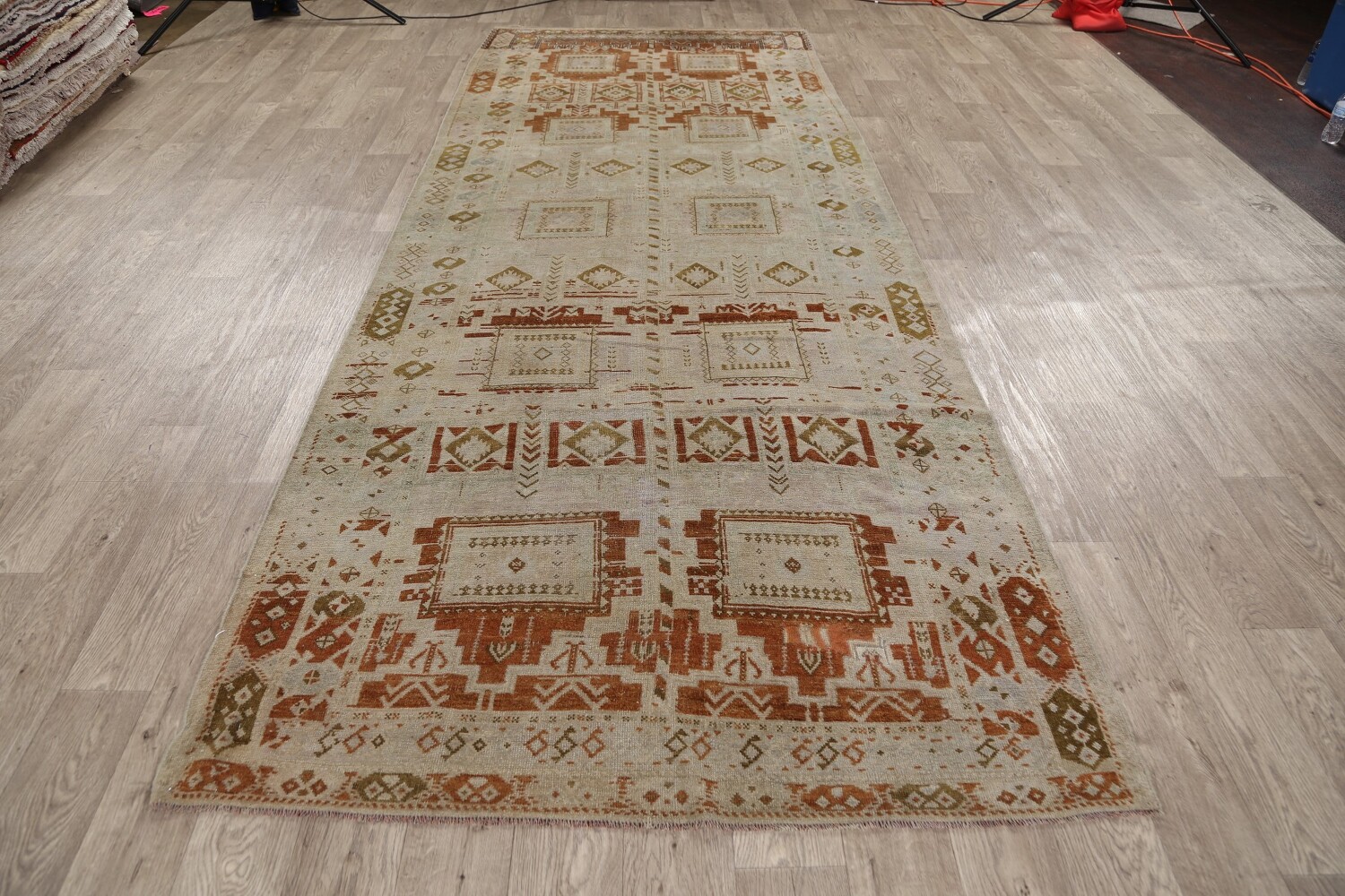 Antique Geometric Kazak Vegetable Dye Russian Area Rug 5x12