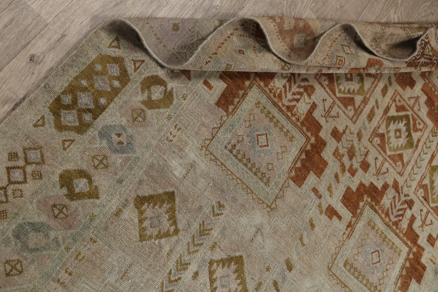 Antique Geometric Kazak Vegetable Dye Russian Area Rug 5x12