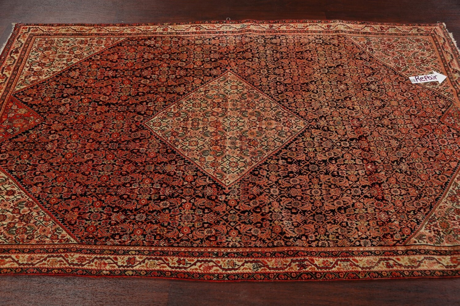 Pre-1900 Antique Sarouk Farahan Persian Area Rug 4x7