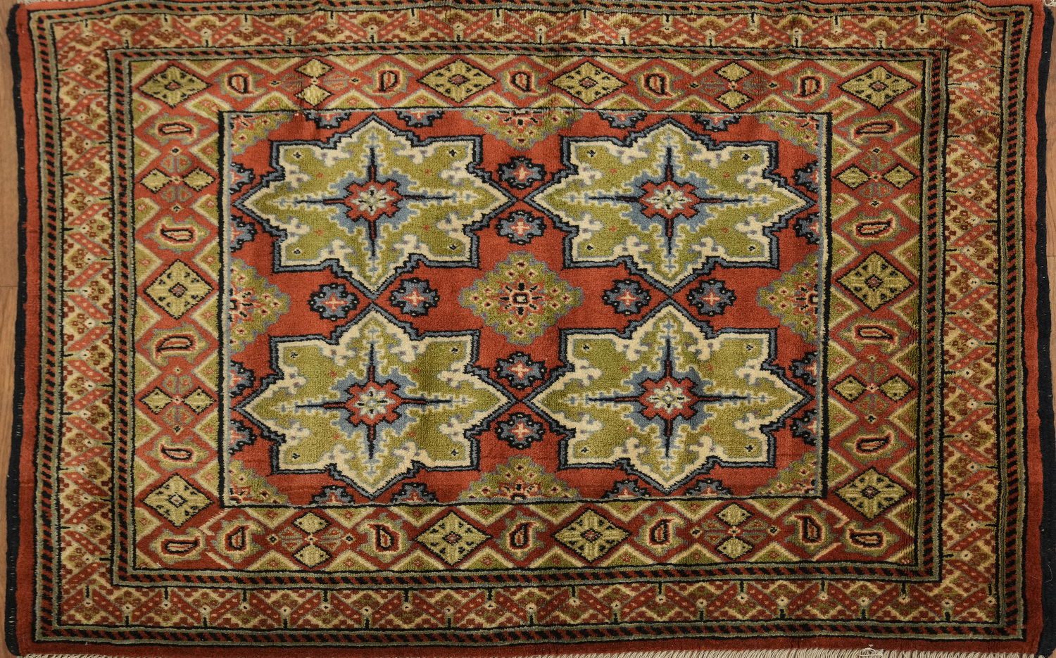 Vegetable Dye Turkoman Persian Area Rug 2x4