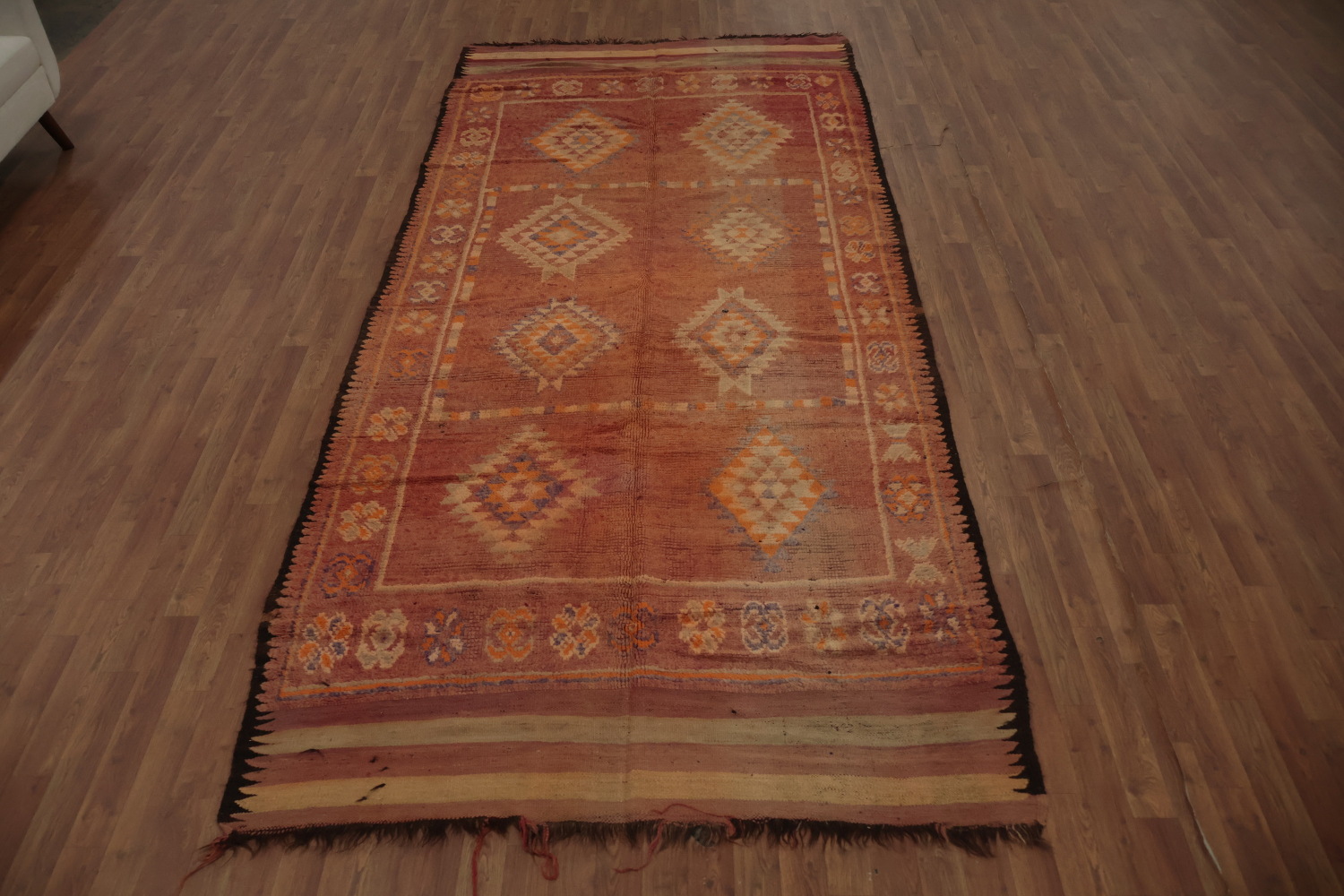 Antique Moroccan Area Rug 5x12 with Warm Colors and Tribal Designs