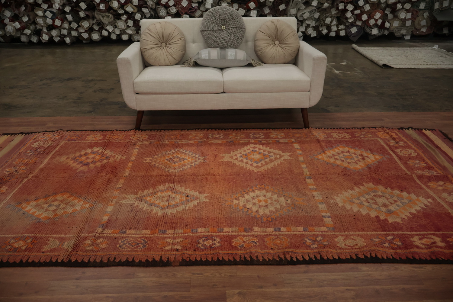 Antique Moroccan Area Rug 5x12 with Warm Colors and Tribal Designs