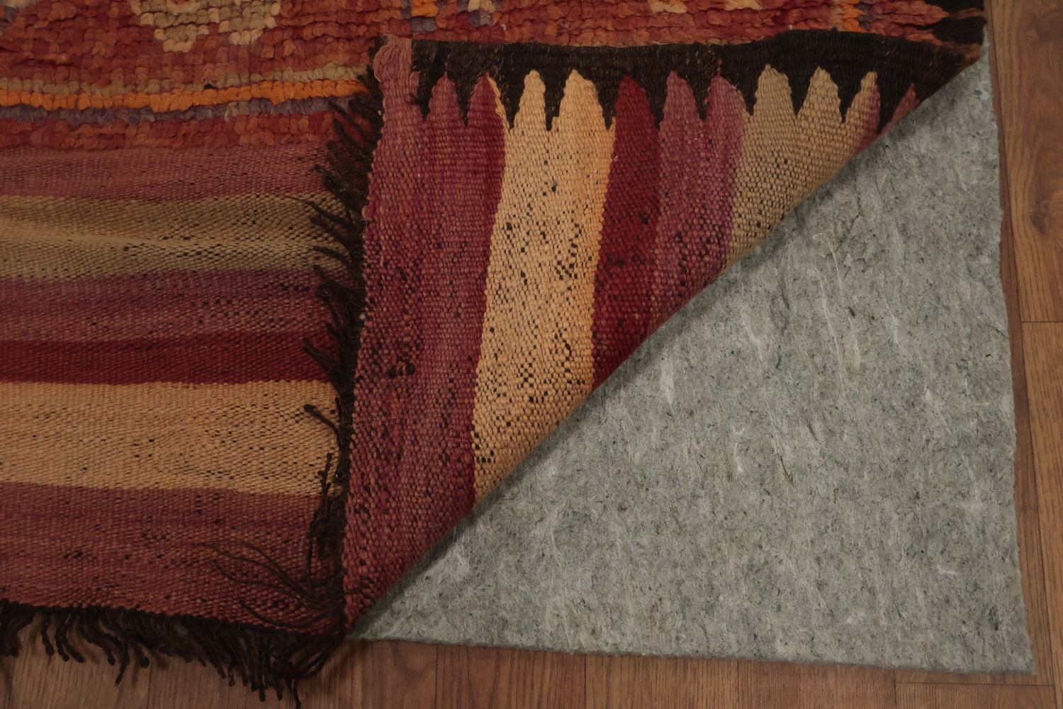 Antique Moroccan Area Rug 5x12 with Warm Colors and Tribal Designs