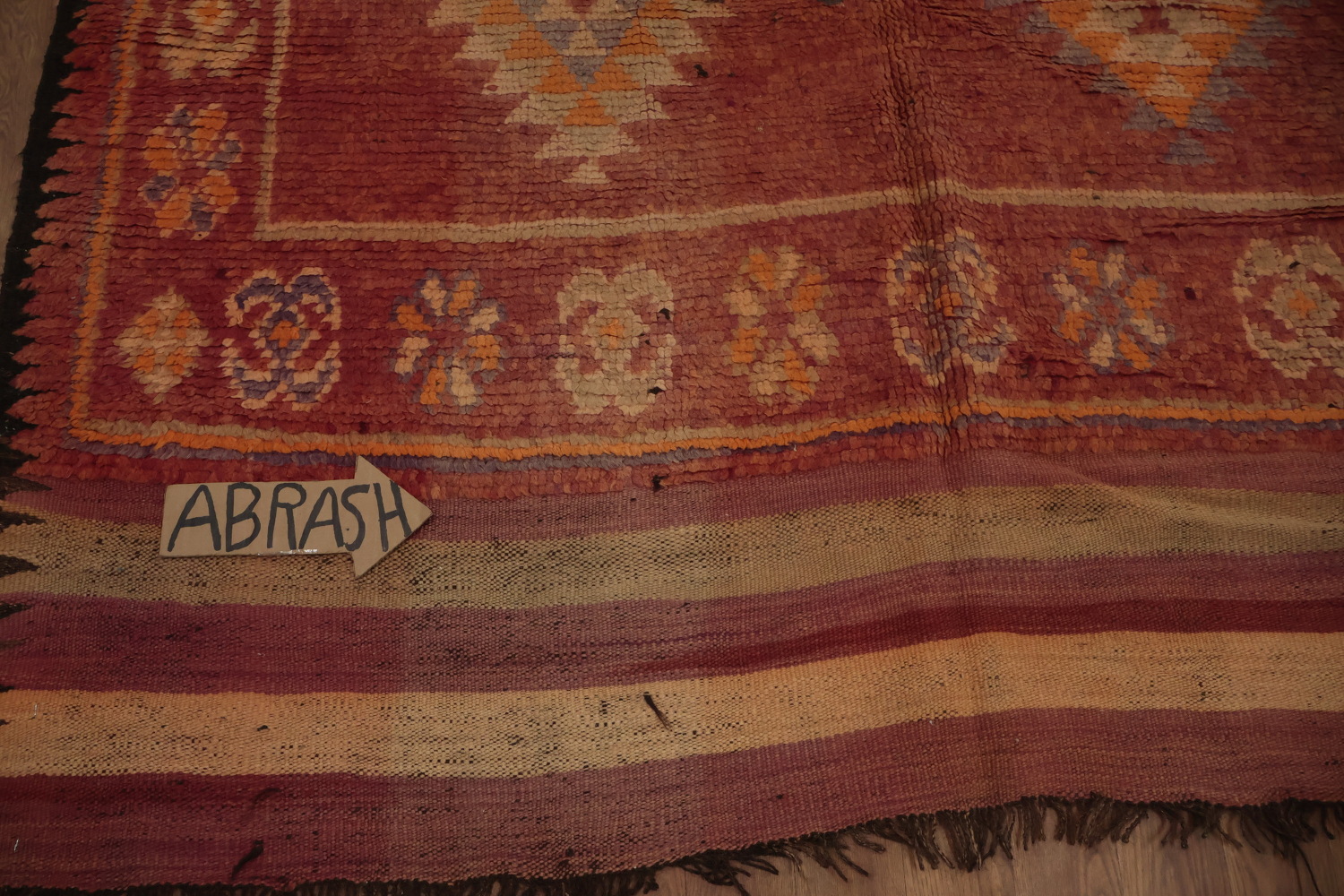 Antique Moroccan Area Rug 5x12 with Warm Colors and Tribal Designs