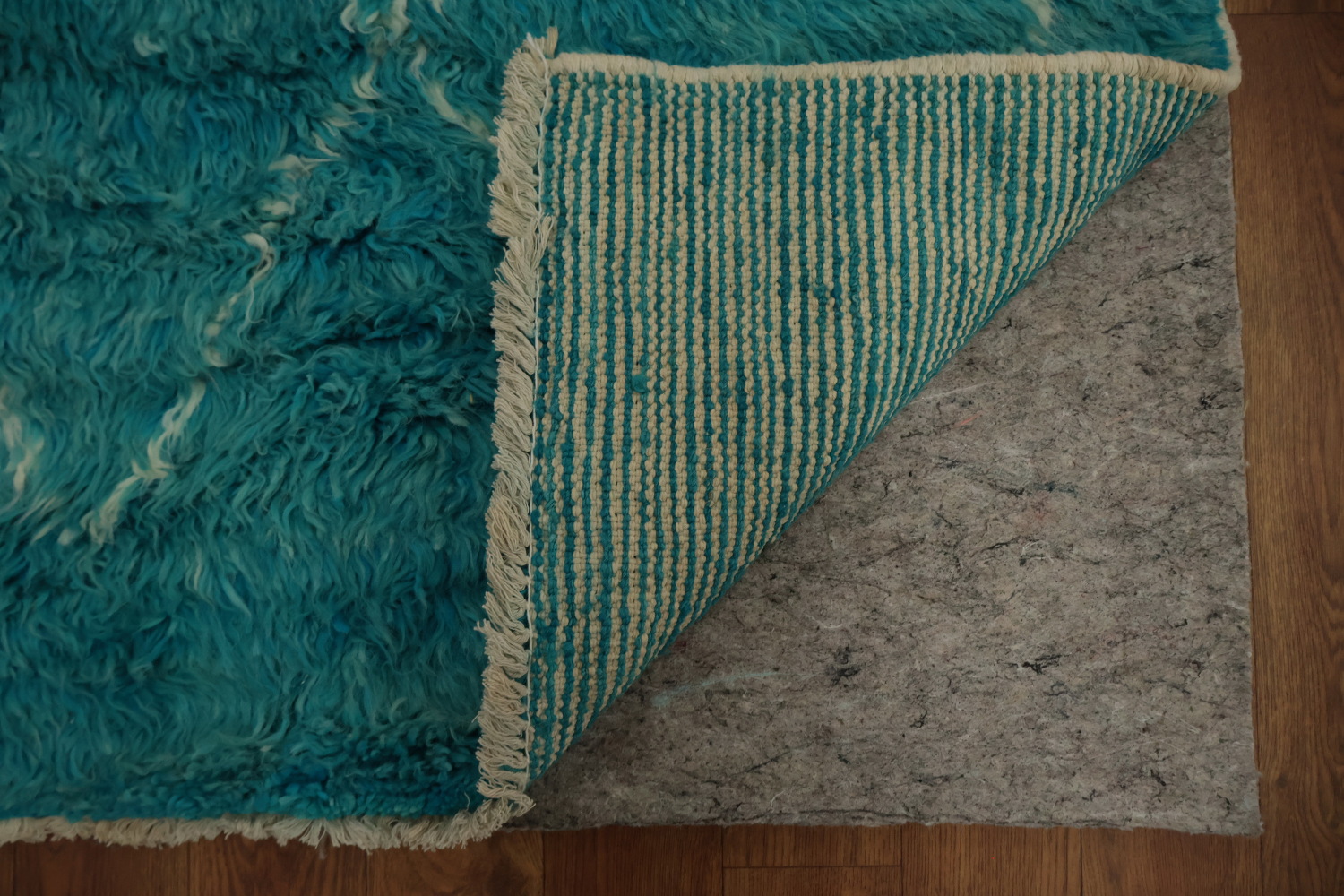 Teal Moroccan Area Rug 6x10 with Geometric Diamond Designs