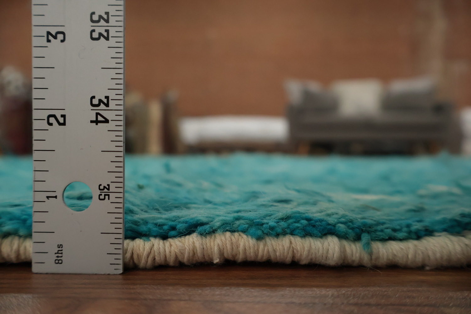 Teal Moroccan Area Rug 6x10 with Geometric Diamond Designs