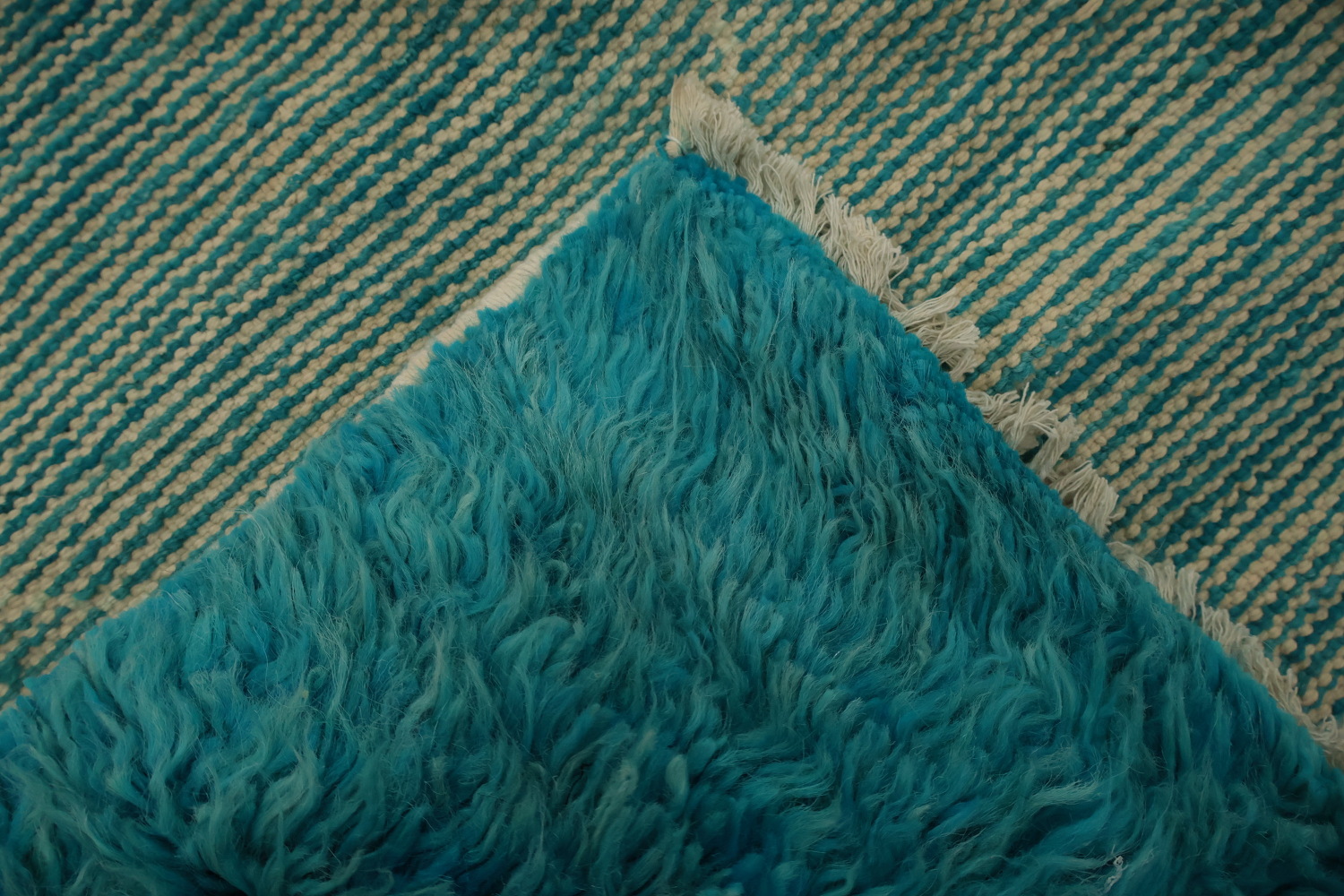 Teal Moroccan Area Rug 6x10 with Geometric Diamond Designs