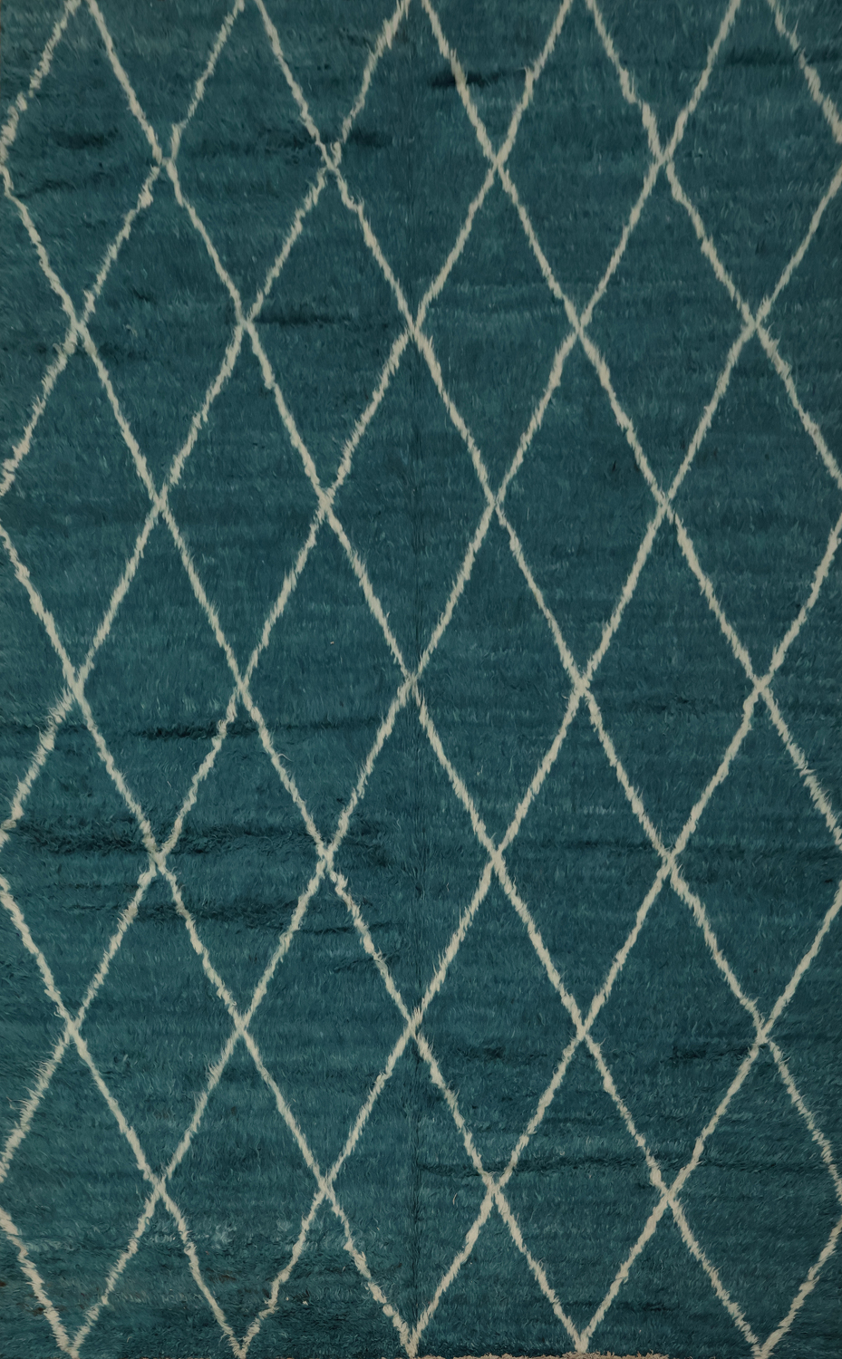 Sophisticated Teal Diamond Moroccan Area Rug 7x10 for Elegant Interiors