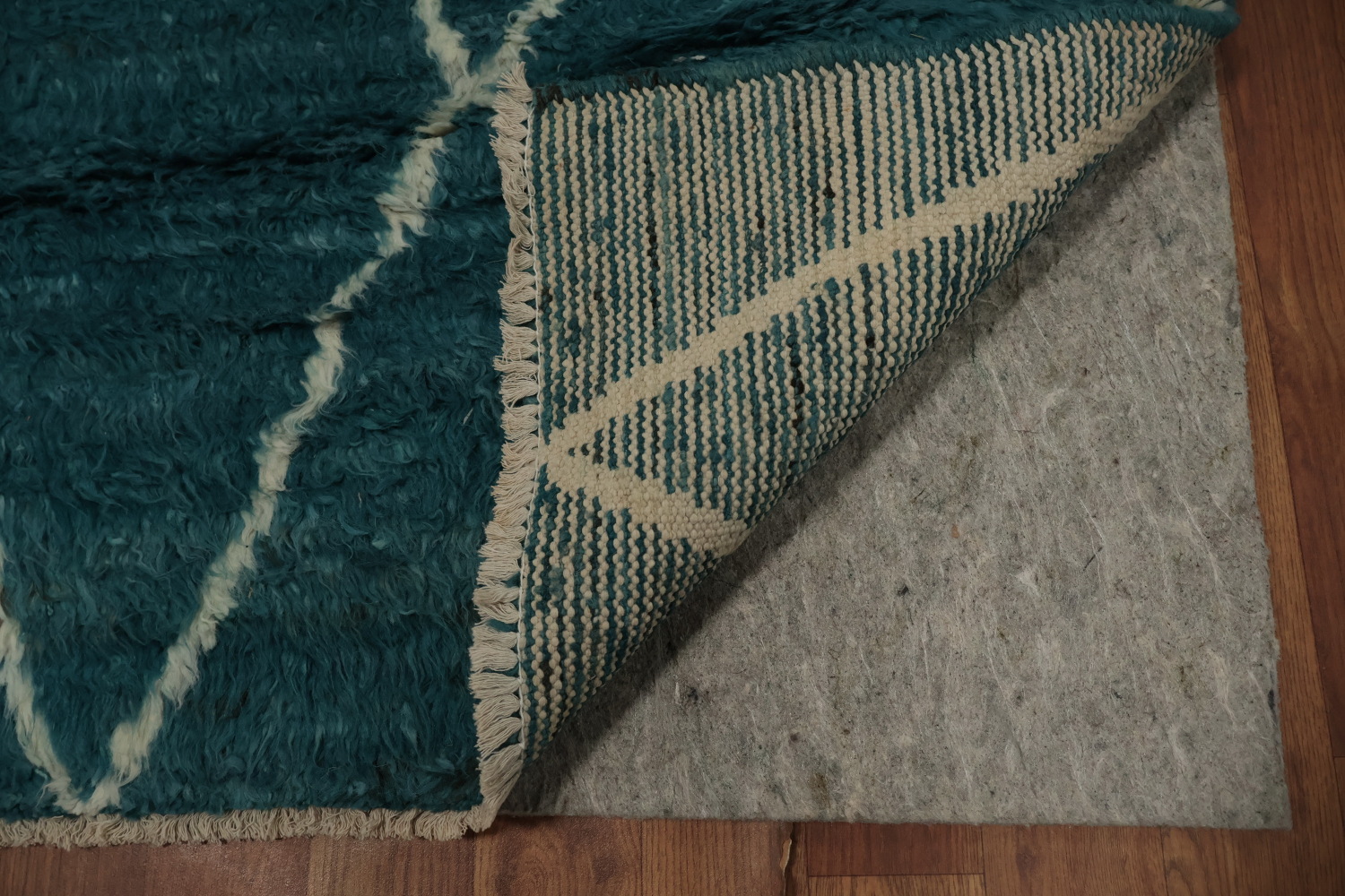 Sophisticated Teal Diamond Moroccan Area Rug 7x10 for Elegant Interiors