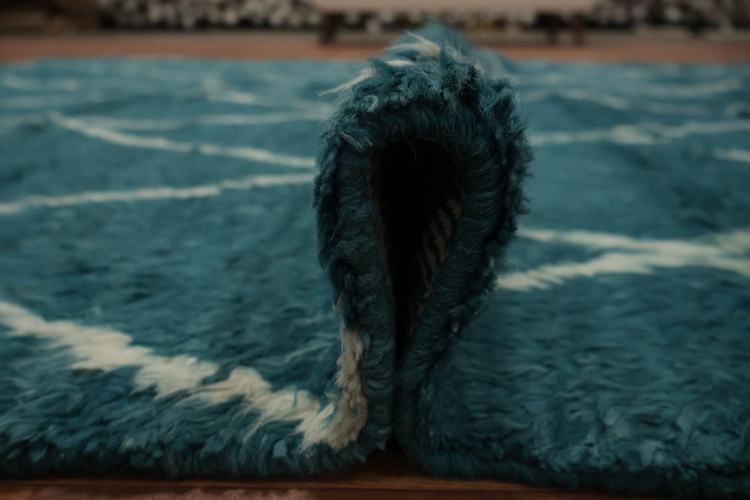 Sophisticated Teal Diamond Moroccan Area Rug 7x10 for Elegant Interiors