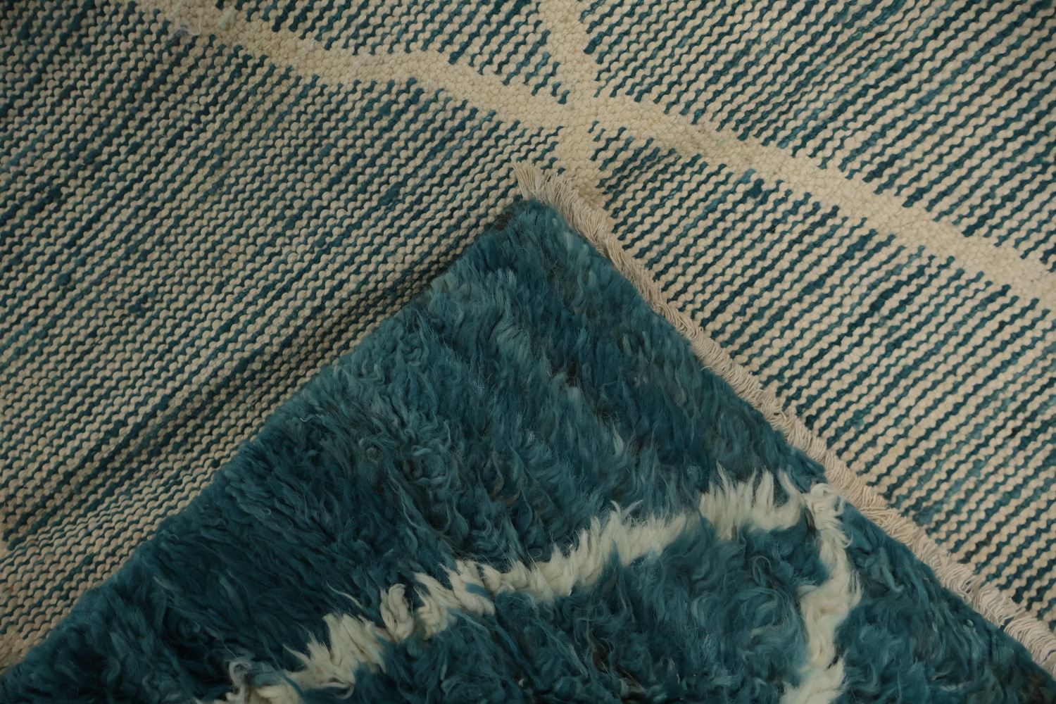 Sophisticated Teal Diamond Moroccan Area Rug 7x10 for Elegant Interiors