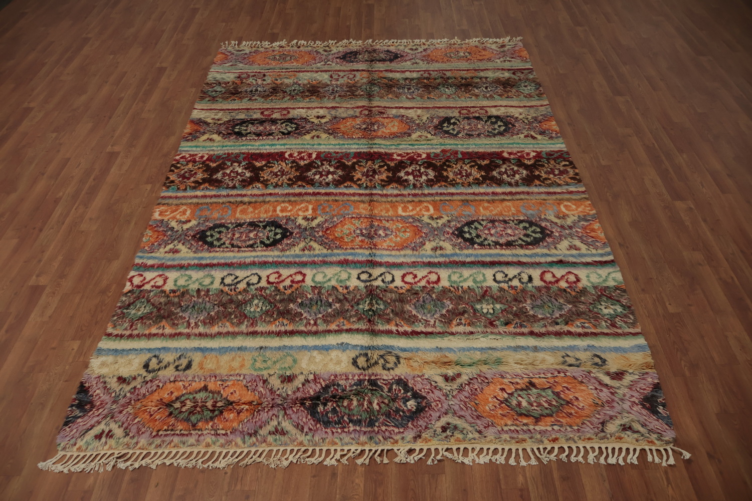 Authentic Moroccan Area Rug 7x10 with Vivid Patterns for Timeless Charm