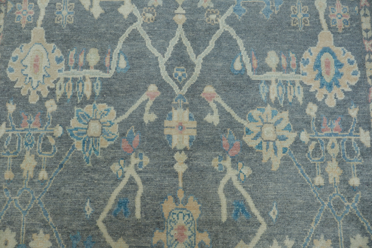 Sophisticated Floral Oushak Turkish Rug in Soft Gray for Timeless Home Decor 6x9