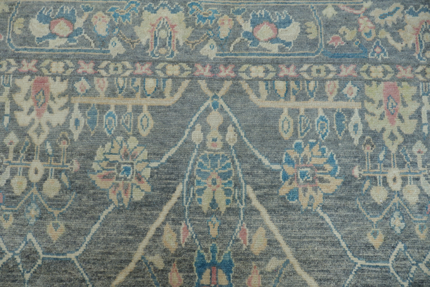 Sophisticated Floral Oushak Turkish Rug in Soft Gray for Timeless Home Decor 6x9