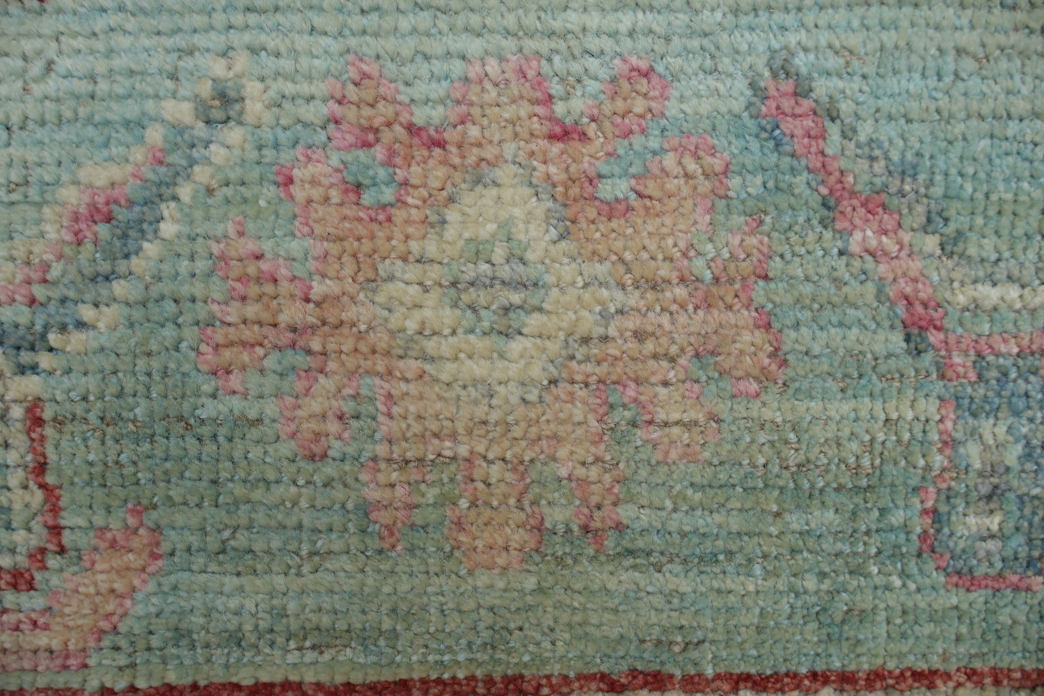 Chic Red and Aqua Oushak Turkish Rug for Modern Aesthetic Decor 6x9