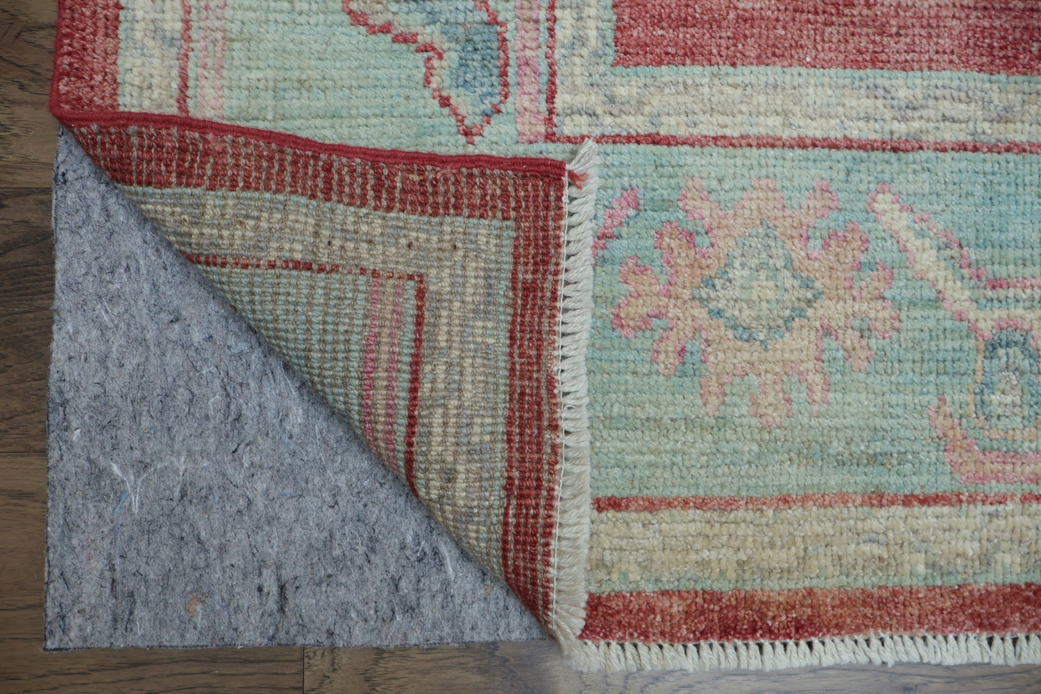 Chic Red and Aqua Oushak Turkish Rug for Modern Aesthetic Decor 6x9